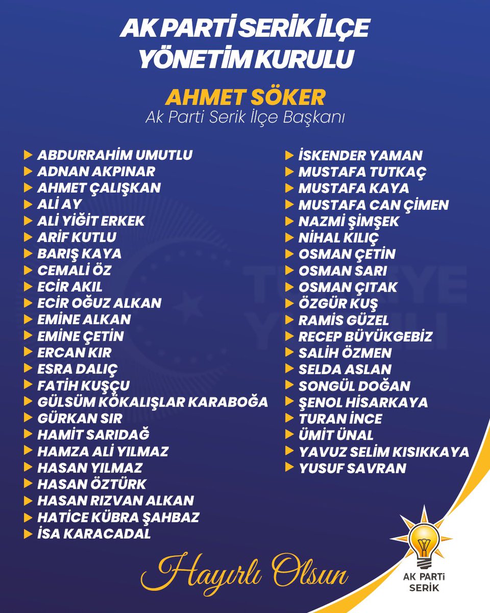 ahmetsoker7's tweet photo. Yeni Dönem Yönetim kurulumuz Serik’imize ve Partimize hayırlı uğurlu olsun..

@alicetin_07 https://t.co/vTIaKKac2S