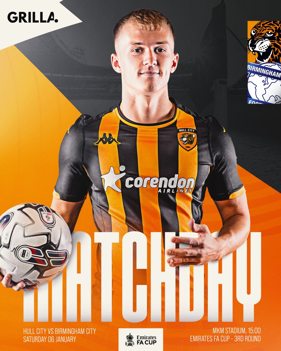 HullCity's tweet photo. 𝗘𝗺𝗶𝗿𝗮𝘁𝗲𝘀 𝗙𝗔 𝗖𝘂𝗽 𝘁𝗵𝗶𝗿𝗱 𝗿𝗼𝘂𝗻𝗱 𝗿𝗲𝗮𝗱𝘆! 🏆

#hcafc | @GetGrilla https://t.co/66dx3yz70I