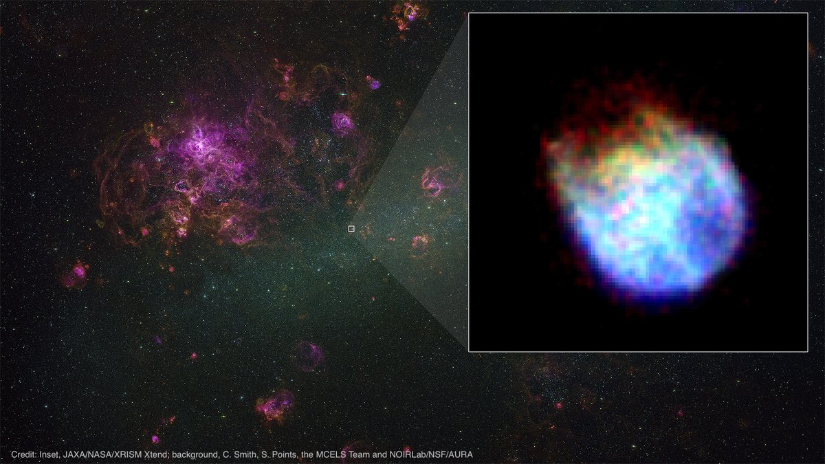 NASAUniverse's tweet photo. The XRISM (pronounced “crism”) observatory has released its first look at the X-ray sky. The @JAXA_en-led satellite detects X-ray light with two instruments, Resolve and Xtend. Resolve measures the energy of the incoming X-rays, and Xtend makes images. https://t.co/ot4jPWGlgj