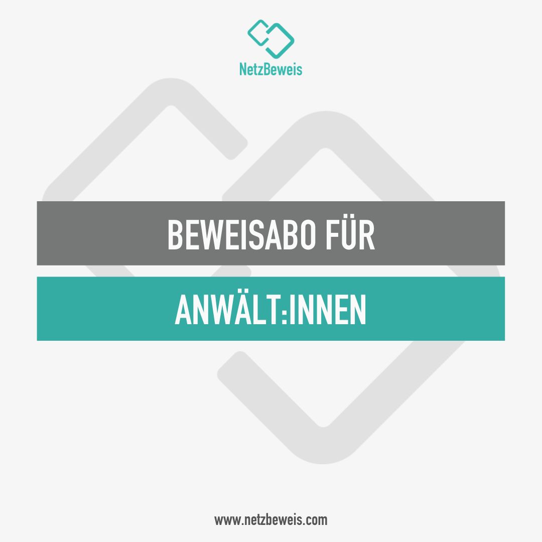 Für Rechtsanwälte und Rechtsanwältinnen bieten wir monatliche Beweisabos an. 👌
Nähere Infos zu den Preisen finden Sie auch auf unserer Website: netzbeweis.com/unternehmen/ oder unter info@netzbeweis.com

#netzbeweis #beweissicherung #beweis #rechtsanwalt #rechtsanwältin #lawyer