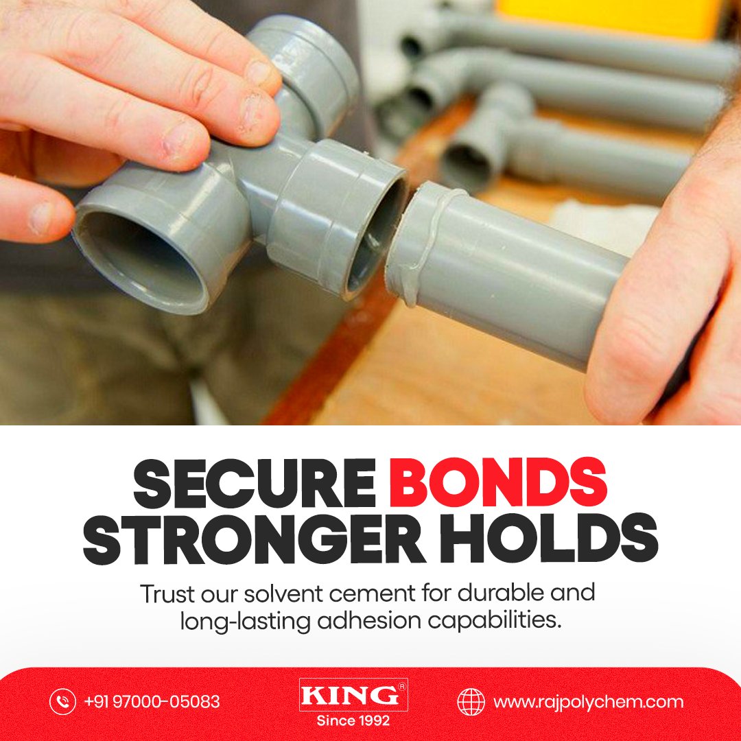 rajpolychem's tweet image. Reinforce your projects with unbreakable strength. Discover how our high-performance solvent cement creates virtually indestructible bonds through its advanced chemical formulation and industry-leading adhesion capabilities. 🏠

#pvccement #kingsolventcement #cement