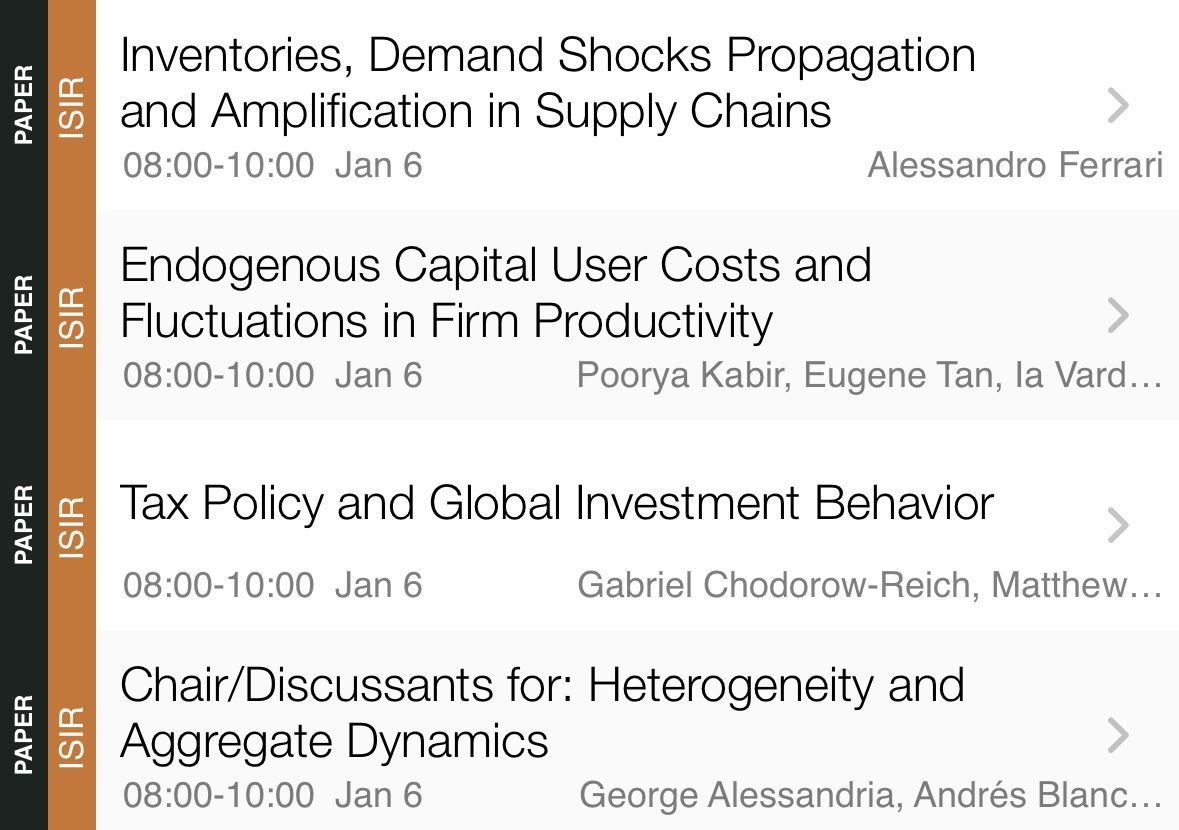 Alessandro Ferrari (@aferrari0) on Twitter photo Looking forward to presenting my paper tomorrow morning in the Heterogeneity and Aggregate Dynamics together with <a href="/IaVardishvili/">ia Vardishvili</a> and Eric Zwick at #ASSA2024
Full paper here: drive.google.com/file/d/1-hqCPc… Looking forward to presenting my paper tomorrow morning in the Heterogeneity and Aggregate Dynamics together with <a href="/IaVardishvili/">ia Vardishvili</a> and Eric Zwick at #ASSA2024
Full paper here: drive.google.com/file/d/1-hqCPc…