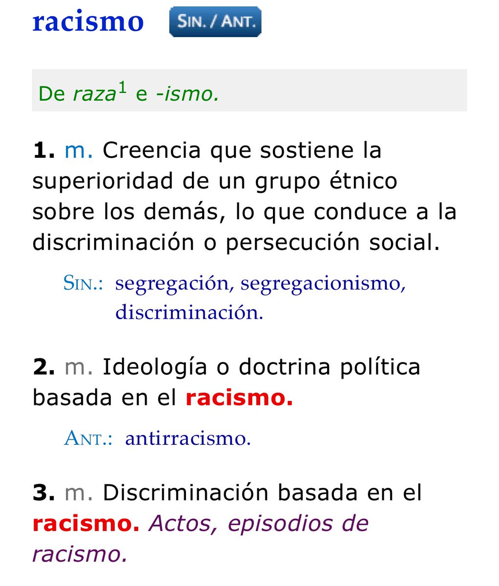 aRuiz_90's tweet photo. @davidsantosvlog Supongo que desconoce el término racismo, le dejo la definición de la Real Academia Española (RAE). https://t.co/V3vGTwi5Cs