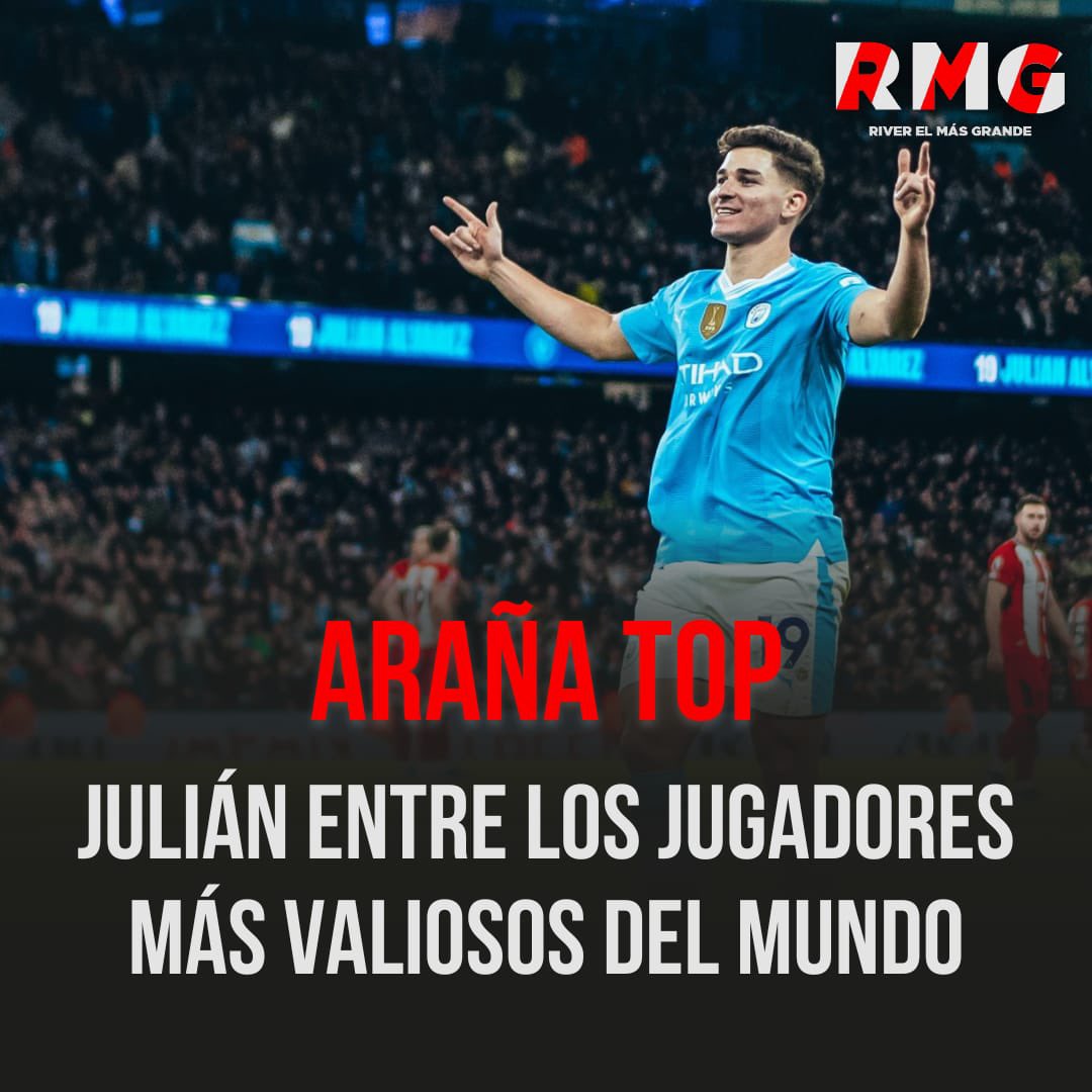 𝗦𝗘𝗠𝗜𝗟𝗟𝗘𝗥𝗢 𝗥𝗜𝗩𝗘𝗥𝗣𝗟𝗔𝗧𝗘𝗡𝗦𝗘 😍

🔝🕷️ Julián Álvarez es el OCTAVO jugador más valioso DEL MUNDO.

💸 Según el sitio CIES Football Obs, está valuado en ¡164 MILLONES DE EUROS!