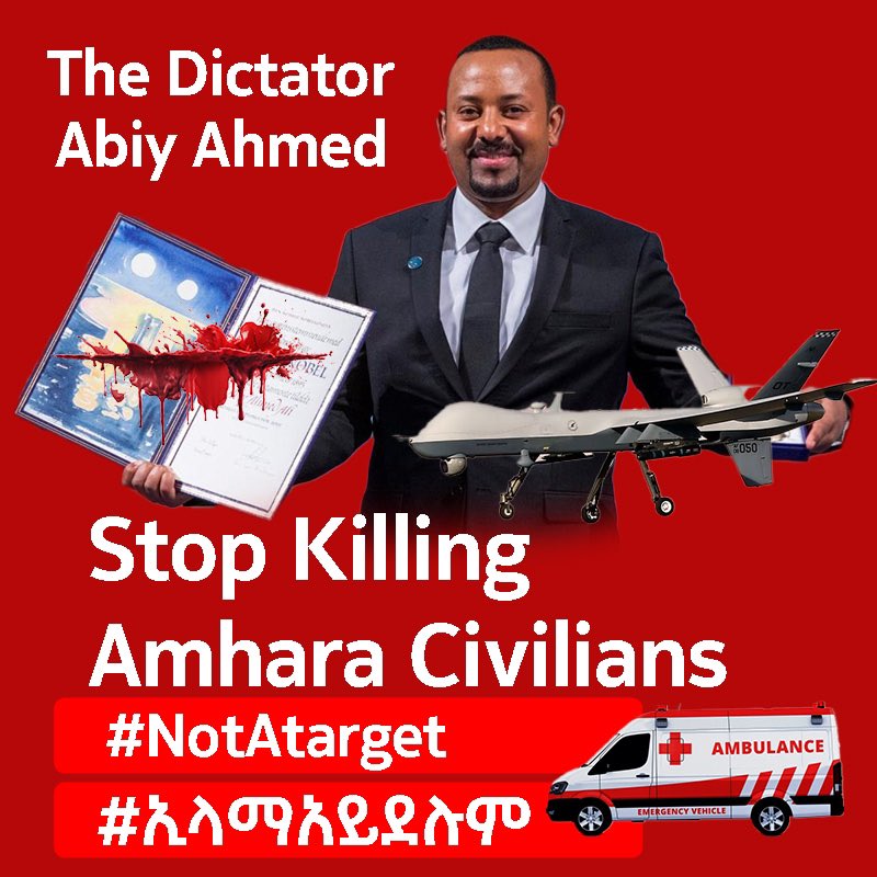 Ashrukaa's tweet photo. Dictator @AbiyAhmedAli killed hundreds of civilians by drones in Finote Selam, Wegel Tena, Waber town, Kork town, etc.Abiy must be accountable for his war crime. @UNHumanRights @amnesty @antonioguterres @Reuters @Aljazeera @AP
#Amharagenocide #notatarget #ኢላማአይደሉም #attack https://t.co/2Cw2p7L92k