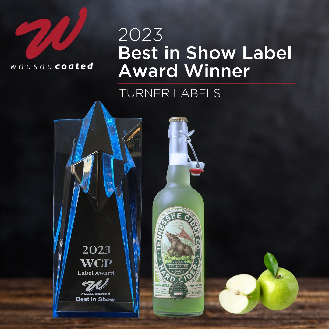 Thank you <a href="/WausauCoated/">Wausau Coated Products, Inc.</a> for our Best in Show Label Award!! <a href="/TurnerLabels/">Turner Labels</a> showcasing <a href="/cider_tennessee/">Tennessee Cider Co.</a>.  This label is printed on Indigo 85# Ever Opaque XL Bright White Felt featuring hot stamp foil, embossing, debossing, &amp; intricate artwork layered with challenging textures.