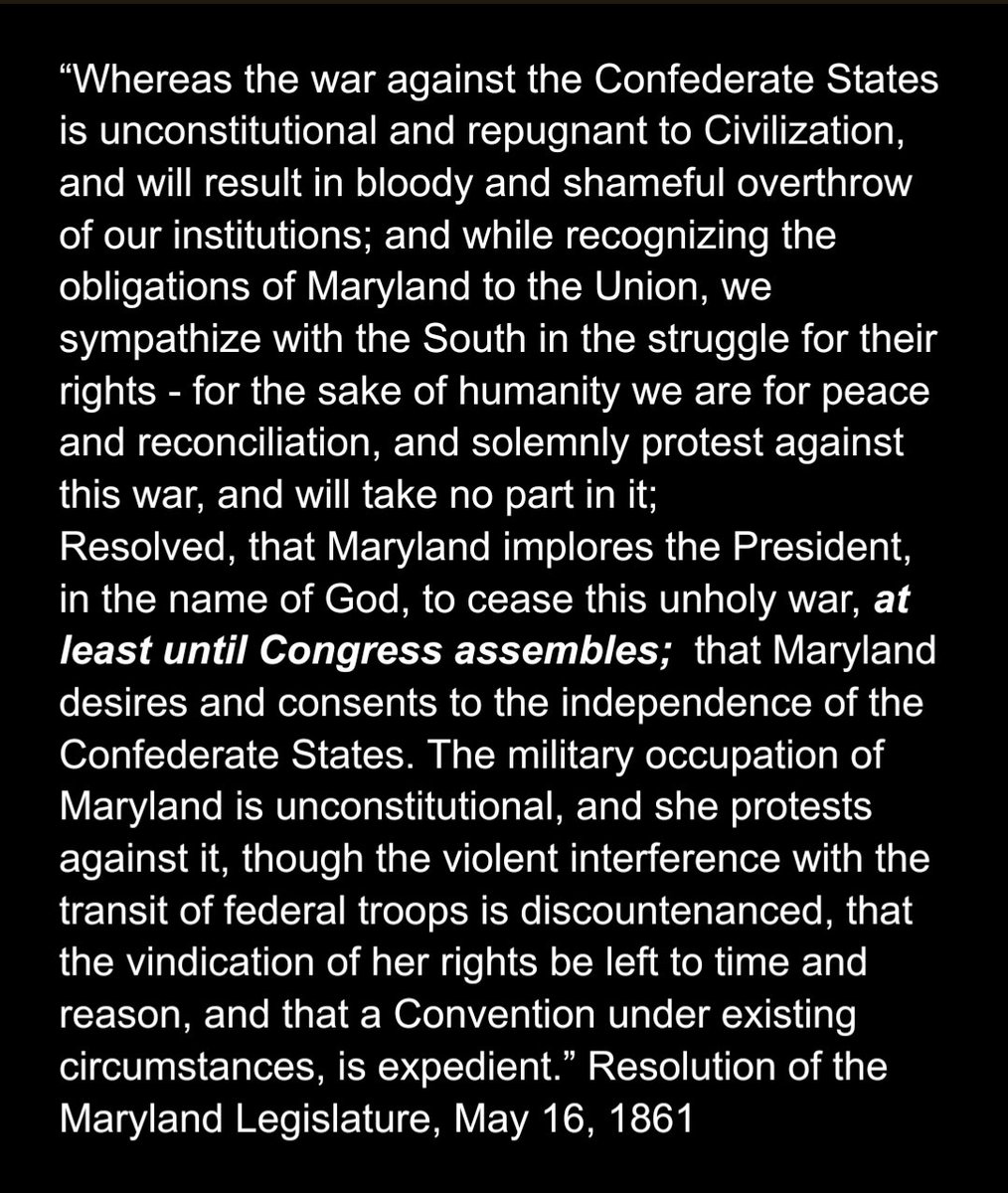 Maryland Legislature Resolution of 1861, imploring Lincoln to stop the 'unholy war.'
#History #AbeLincoln #FridayVibes