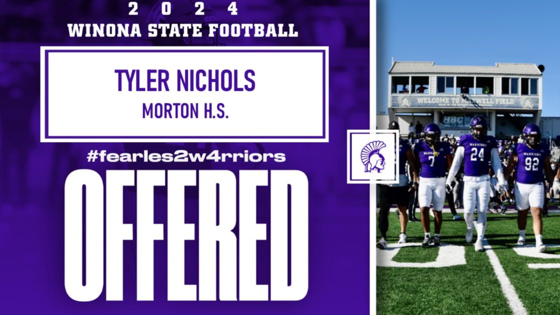 Blessed to receive an offer from Winnona state 💜🤍<a href="/FBCoachBailey/">Justin Bailey</a> <a href="/Coach_Bergy/">Brian Bergstrom</a>