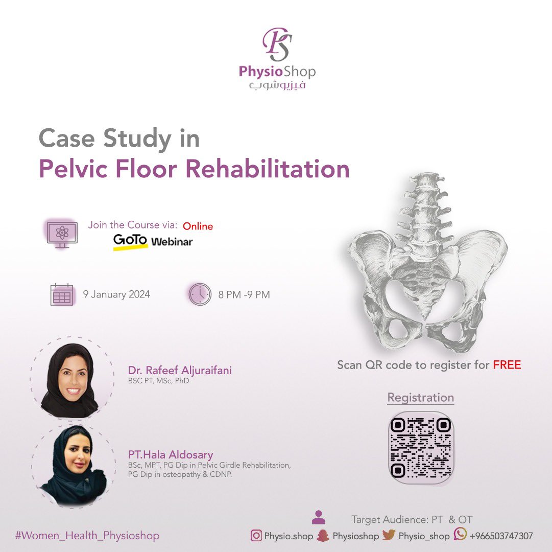 physio_shop's tweet photo. نتشرف بدعوتكم لحضور
جلسة حوار مجانية اونلاين

لمناقشة بعض الحالات في
تخصص اعادة تأهيل قاع الحوض
ودور العلاج الطبيعي

يقدمها: 
د. رفيف الجريفاني
أ. هلا الدوسري

🗓️يوم الثلاثاء ٩ يناير
🕘الثامنة مساءً
👨🏻‍💻👩🏻‍💻للسيدات والرجال

بكم #نصنع_الفرق
 #Women_Health_Physioshop https://t.co/Yy5XltEhUU