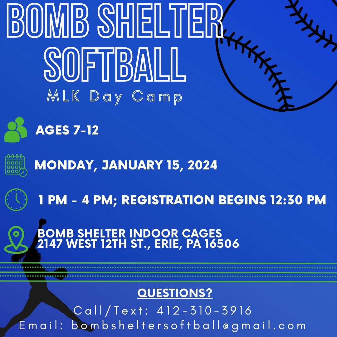 Join us for our Martin Luther King Jr. Day softball camp! This camp will feature instruction from the are’s top hitting, fielding, and pitching instructors with coaching and playing experience at the college level. 

docs.google.com/forms/d/e/1FAI…