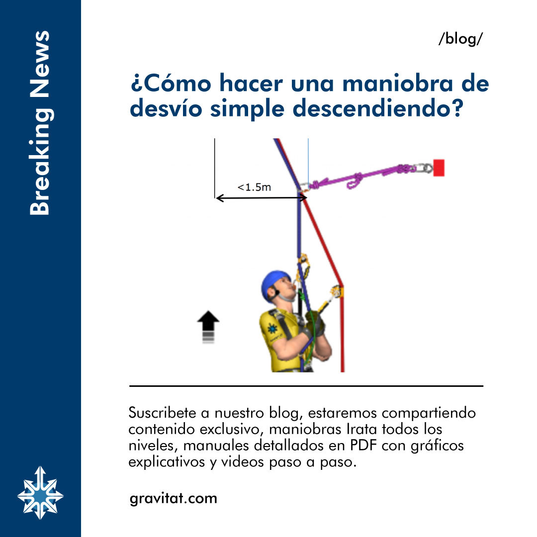 La maniobra a realizar es subir y poder pasar por el mosquetón del desviador con seguridad, para evitar un peligro y facilitar el acceso del operario a la zona de trabajo. 🔗 zurl.co/jxk7 

#Gravitat #iratainternational #ropeaccess #trabajosverticales #trabajosenaltura