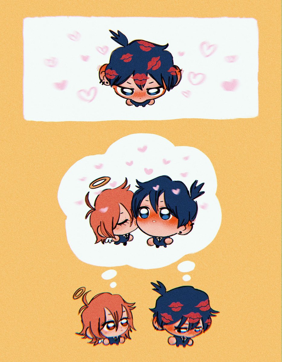 THANKS FOR ALL THE KISSIES!!!! 💖💖 he is just a bit sad now bc he couldnt get the one kiss he really wanted ( ᵕ‧̯ᵕ̥̥ )