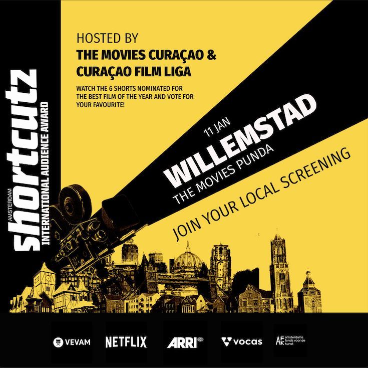 🎥 Next in line for our Shortcutz Amsterdam International Award tour is: WILLEMSTAD! In partnership with Curacao Film Liga we are screening our 6 nominated films at The Movies Punda on the 11th of January! 🎟️ Come watch and vote for your favorite short film!