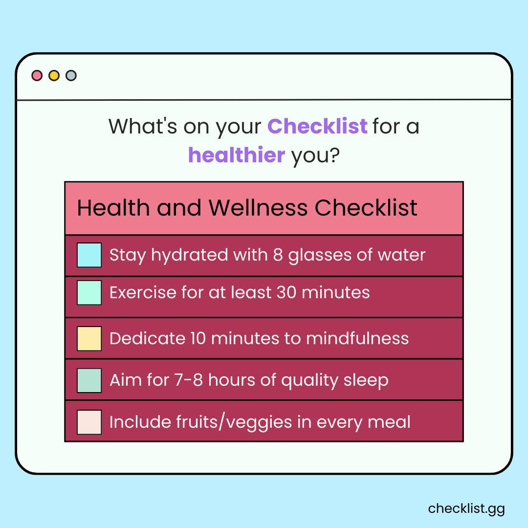 checklistgg's tweet image. Let's make health a priority in 2024! Share in the comments: What's on your list for a healthier you this year?  #NewYearHealth #WellnessChecklist #checklist