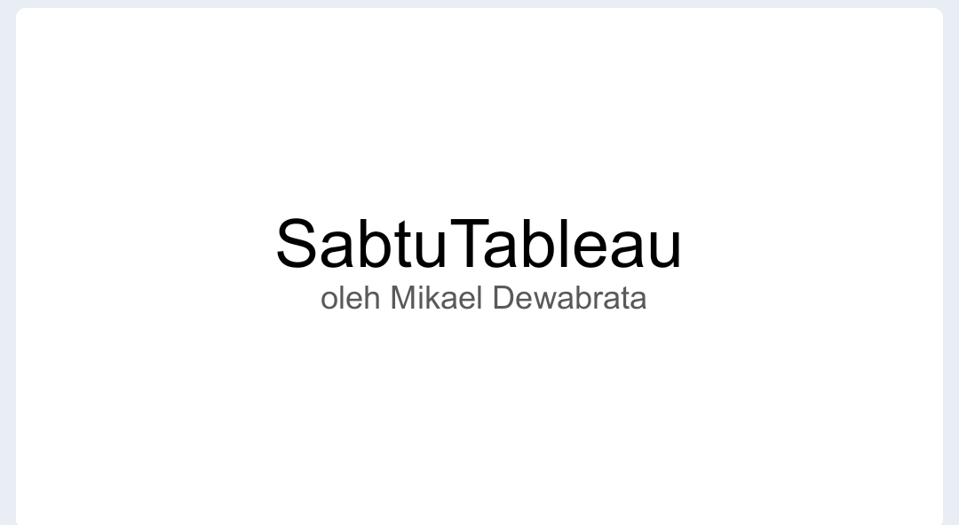 MikaelDewabrata's tweet photo. Sudah siap untuk besok. Perjalanan baru dimulai 💪🏾. Para peserta, kita mulai ngegas ya.

#SabtuTableau https://t.co/VLs4xX02cc