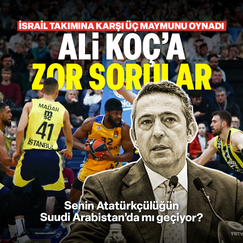 yenisafak's tweet photo. Suudi Arabistan maçında 'Atatürk' duyarı kasan Ali Koç, Fenerbahçe ve İsrail takımı Maccabi arasında dün akşam Türkiye'den güvenlik bahane edilerek Litvanya'ya alınan maça itiraz etmedi ve 'Atatürk' forması giyme talebinde bulunmadı.