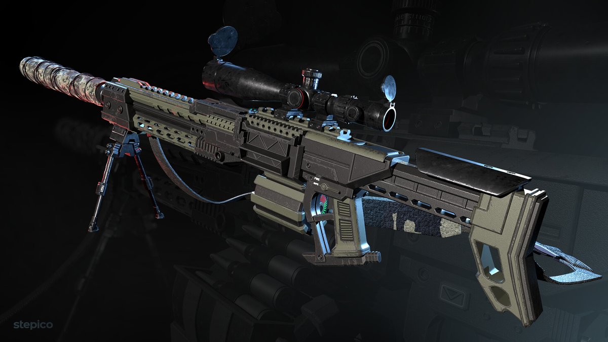 StepicoGame's tweet image. Check out this stunning 3D Sniper Rifle made by Stepico artists.
 
For a closer look, visit our ArtStation: 
artstation.com/artwork/3qkPZY

#gameart #weapons #digitalart #3dartwork #conceptart