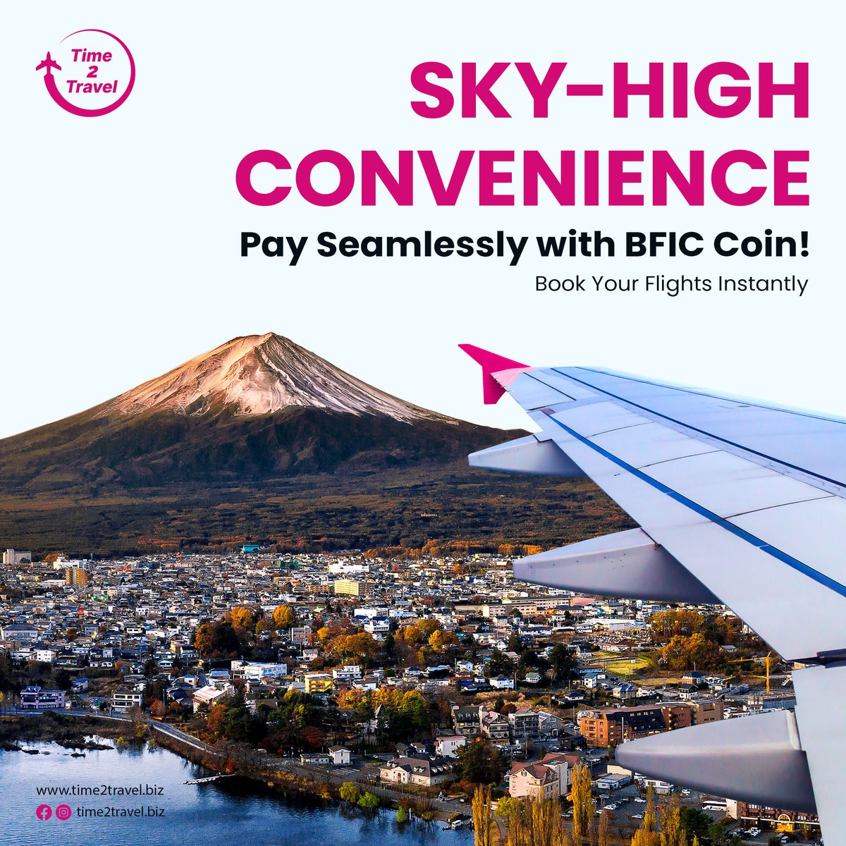 Your #journey is just a click away—book now and experience the sky-high #convenience of Time2Travel. 

#Time2Travel #BFICoin #EffortlessBookings #Travel #BookNow #Flights #Discounts #Savings #bookyourflight #EasyPayment