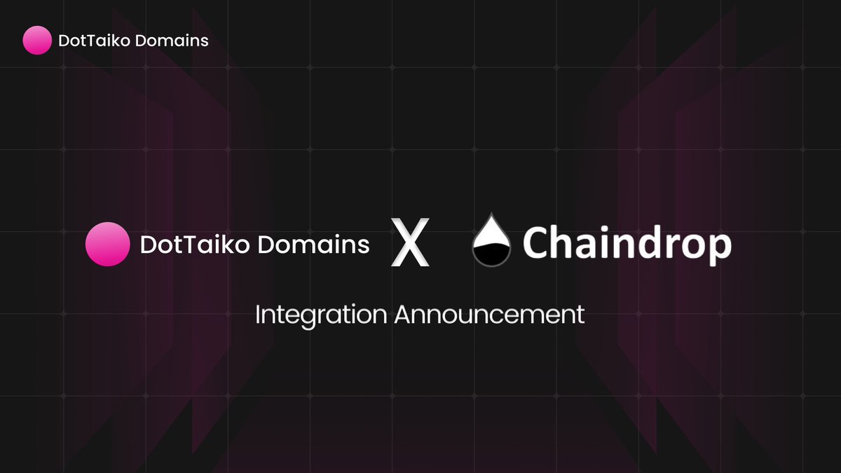 DotTaiko X <a href="/ChainDropFaucet/">ChainDrop</a> integration announcement 🚀

Want to get your DotTaiko domain but can't get enough <a href="/taikoxyz/">Taiko.eth 🥁</a> testnet $ETH? 👀

ChainDrop's faucet will make the domain acquisition SUPER EASY on Taiko. Let the ETH flow! ✨