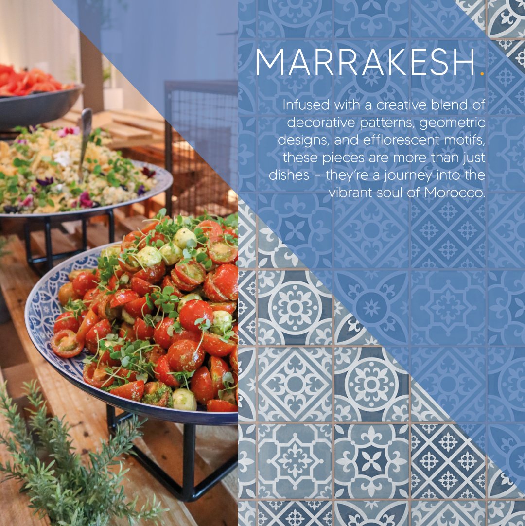 Transport your display to the vibrant streets of Marrakesh with the mesmerizing allure of our Moroccan-inspired melamine buffetware collection. 

#PremiumMelamine #Creative #ExoticElegance #TabletopTreasures #MoroccanDesign #VibrantDisplays #MelamineMagic #MarrakeshMagic #slabs