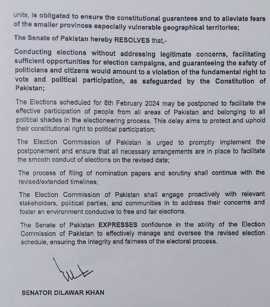SenatorDilawar's tweet photo. Resolution presented by Senator Haji #DilawarKhan passed by majority in the Senate today. https://t.co/E30VK7NV1Z