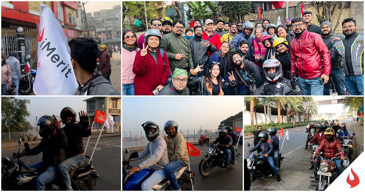 iMeritDigital's tweet photo. iMerit literally took over the streets today! Our team of bikers rode through the streets of Kolkata this morning with iMerit flags in hand and pride in their hearts. 

Stay tuned to see some more action!

#10YearAnniversary #YearsOfInnovation #BikeRallyMemories #iMerit https://t.co/RB4iNoc1uT