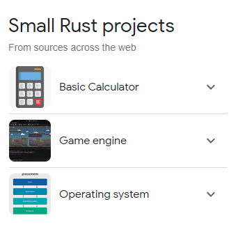 hey guys here are some small projects to learn rust haha thanks google