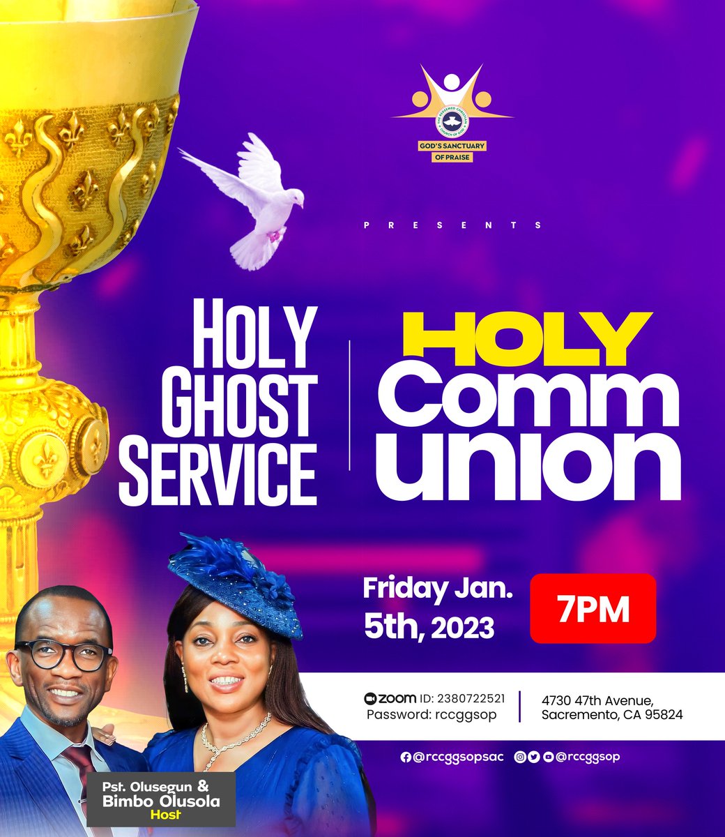 RCCGGSOP's tweet photo. Join us this evening by 7pm for our monthly communion service, the very first one in the year 2024 https://t.co/nmaSGTzlgA