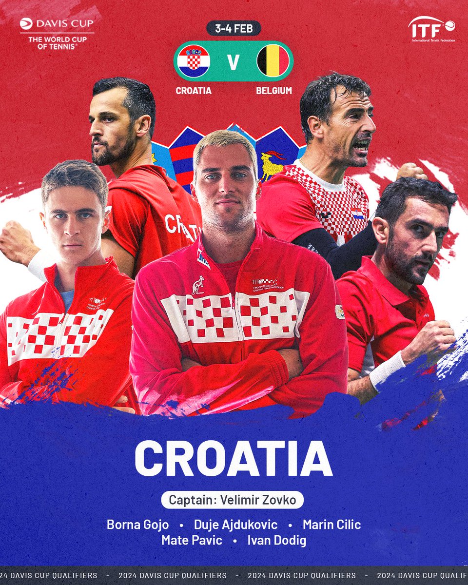 Croatia's ready to take on Belgium in the 2024 #DavisCup Qualifiers 🇭🇷 @hts_sluzbeni