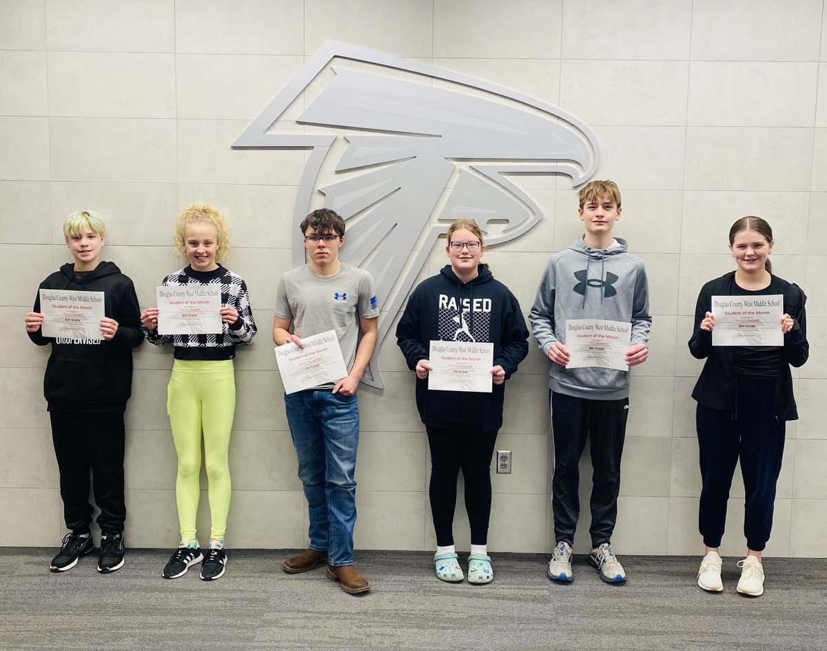 Congratulations to our December Middle School Students of the Month! 6th grade: Aiden Nelson and Paizley Presler. 7th grade: Avery Mangimelli and Whitney Bruckner. 8th grade: Will Mayer and Jocelyn Bakken. Those students exemplified The Falcon Way! 🔴⚪️⚫️
#YouMatter #TheFalconWay