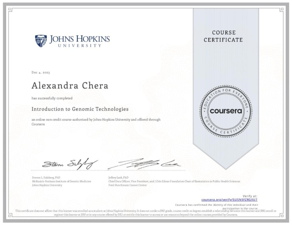 AlexandraChera's tweet photo. I have completed a very interesting course on Genomic Technologies, which I highly recommend for all Genomics enthusiasts who want to begin their journey in this field! https://t.co/aB4rbSU8Q0