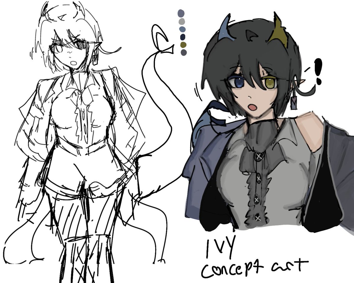 PlanetpixelX's tweet photo. It's a little late but happy new years everyone! Here's Ivy and Asahi's designs.. I'm gonna crawl back to my basement -Ivy #NewYears2024 #art #gamedev #development #jorkinit #hahaykwim #peanits https://t.co/qssoPcXL5m