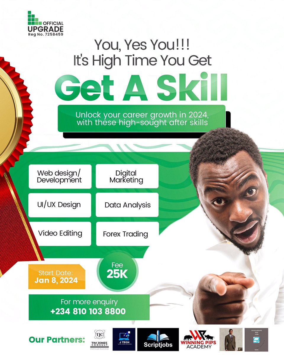 off_upgrade's tweet photo. New year, New skill, New  you 😉
It's another great opportunity to take deliberate steps in becoming consistent with your new year resolution. 
Its as simple as:
📌 Making a decision
📌 Registering for a skill
📌 Building yourself
📌 Becoming relevant to industries

Click the link below 
https://t.co/nsYAxyrXdh
#officialupgradetechcourses #skillacquisition #upgradeskills