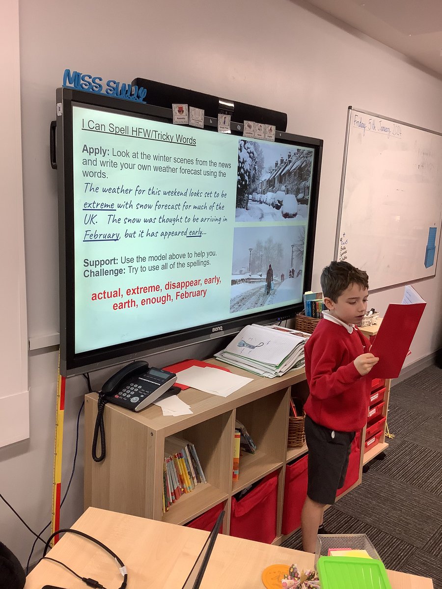 StPhilipsY4C's tweet photo. Today we have been using our spelling words to write a weather report! Some of our fabulous writers read their reports in front of the class! #teamstphilips @StPhilipCEAP https://t.co/vjfQc3VEFA