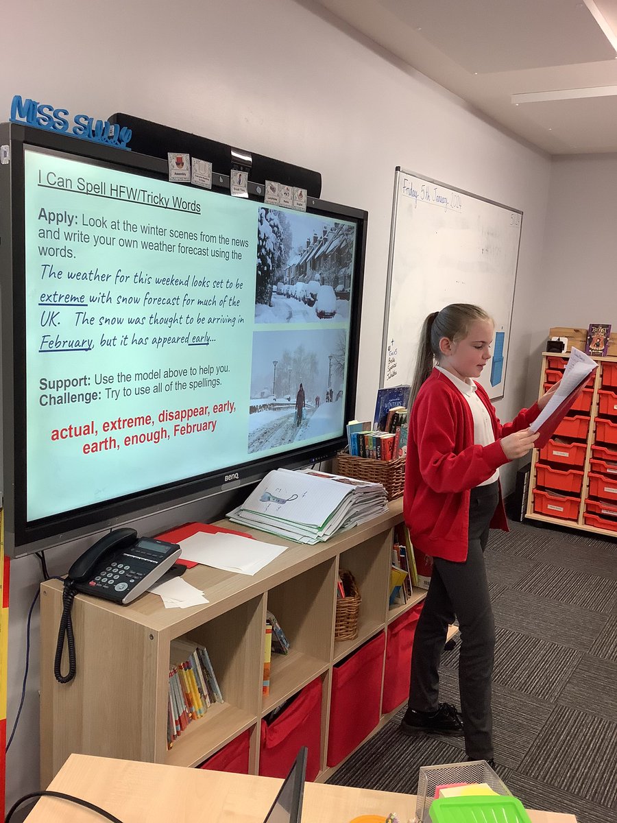 StPhilipsY4C's tweet photo. Today we have been using our spelling words to write a weather report! Some of our fabulous writers read their reports in front of the class! #teamstphilips @StPhilipCEAP https://t.co/vjfQc3VEFA