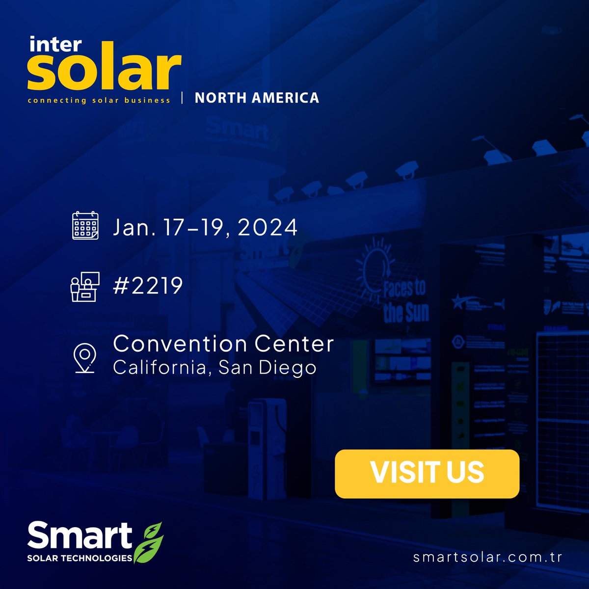 smartgunes's tweet photo. Yenilikçi solar çözümlerimizi keşfetmek için bizi Intersolar North America and Energy Storage North America fuarında ziyaret edin! 🌞 #SmartSolarTechnologies ile sürdürülebilir geleceğin yüzünü değiştirmeye hazır olun. Standımız #2219'da sizleri bekliyoruz.

📅 17-19 Ocak 2024
📍 Convention Center, California, San Diego

#SmartGüneşTeknolojileri #SmartSolarTechnologies #SmartSolar #YüzümüzüGüneşeDöndük #smrtg #YüzyılınGüneşi #WeAreSmart