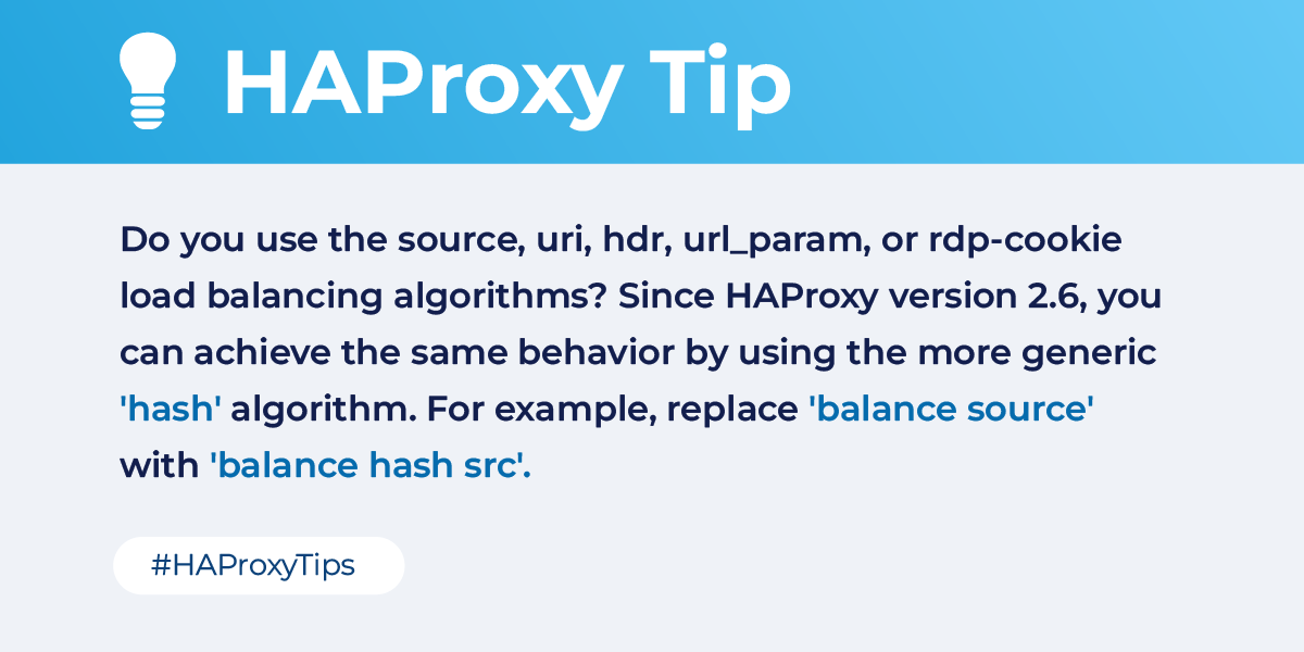 HAProxy's tweet photo. Optimize your HAProxy deployment βοΈ
#HAProxyTips https://t.co/xW1SSda5qY