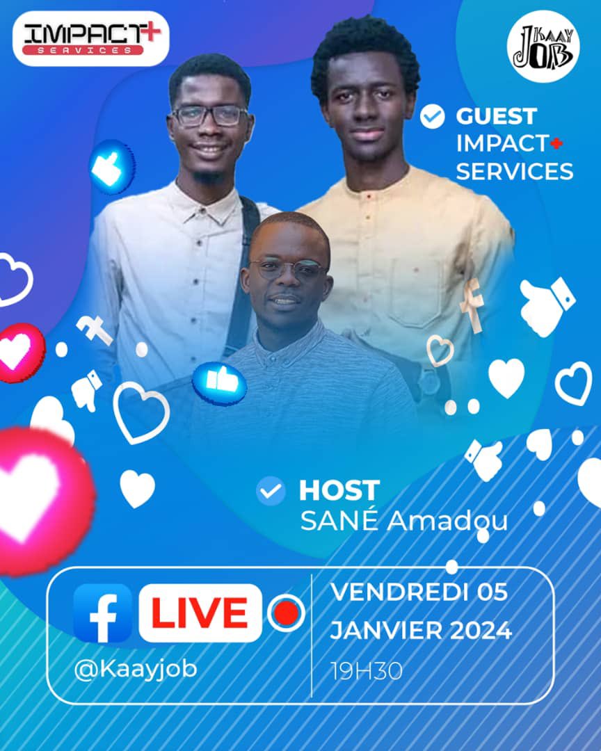 JobKaay's tweet photo. Hello la famille !
Nous serons en live ce vendredi 05 Janvier à 19h 30 sur Facebook avec Impact+ services qui prépare un grand événement dénommé kaay begué ( samedi 06 Janvier au parc Hann )
A tout de suite

#kaayjobsenegal #livefacebook #kaayjob #senegal https://t.co/wQNj8kAM9J