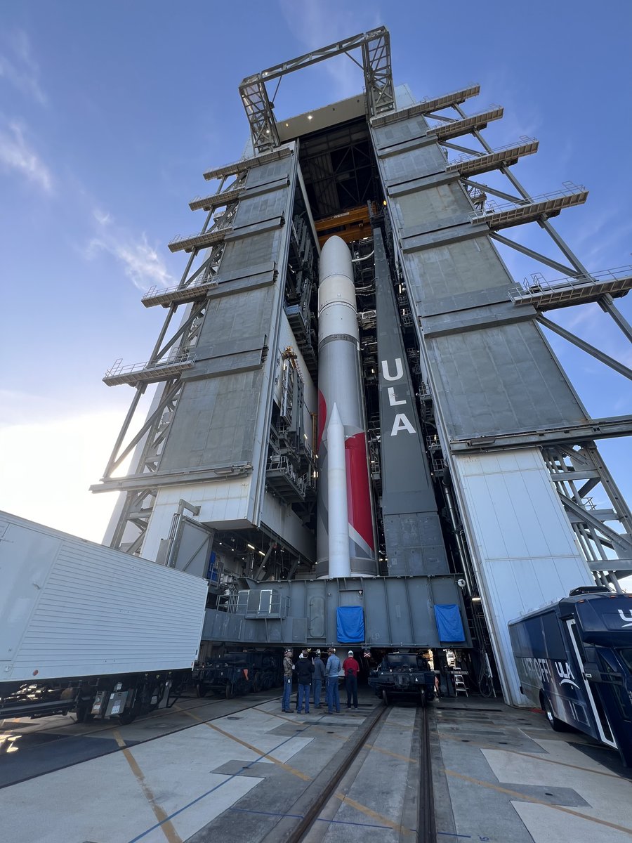 ulalaunch's tweet image. Welcome to rollout day for ULA's inaugural #VulanRocket #Cert1 mission. The rocket will move to Space Launch Complex-41 at Cape Canaveral today for liftoff Monday at 2:18amEST (0718 UTC). #CountdowntoVulcan

Live updates: bit.ly/vulcan_cert1