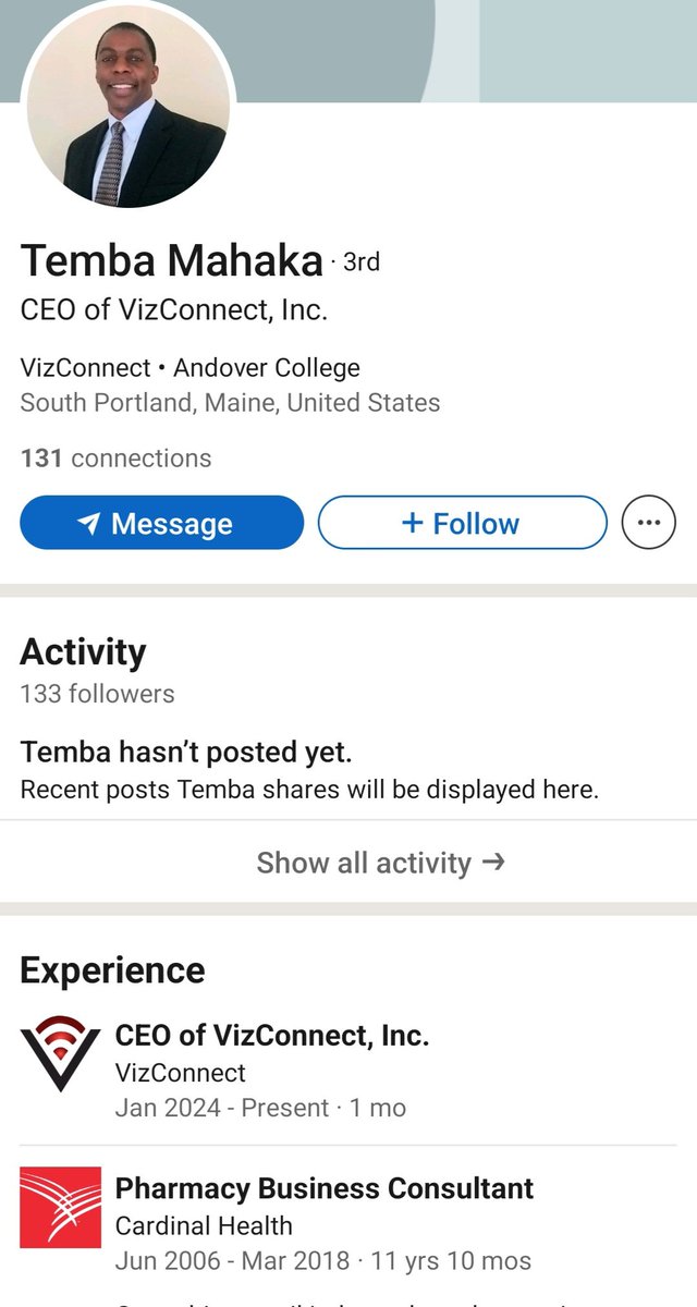 traderjon01's tweet photo. $VIZC .0004-.0005 I don't think people understand how big of a deal this new CEO is.

He worked at Cardinal Health for 28+ years. Cardinal Health did $205 billion in revenue in 2023.

The amount of knowledge he has is a huge catalyst!

$SPZI me! 

CC: @7219Giangy @greatstockpicks https://t.co/glQuAX0hR6