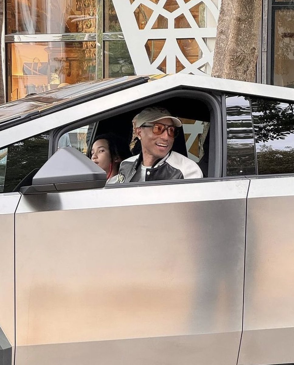Pharrell &amp; His Tesla Cybertruck today in Miami (2024)