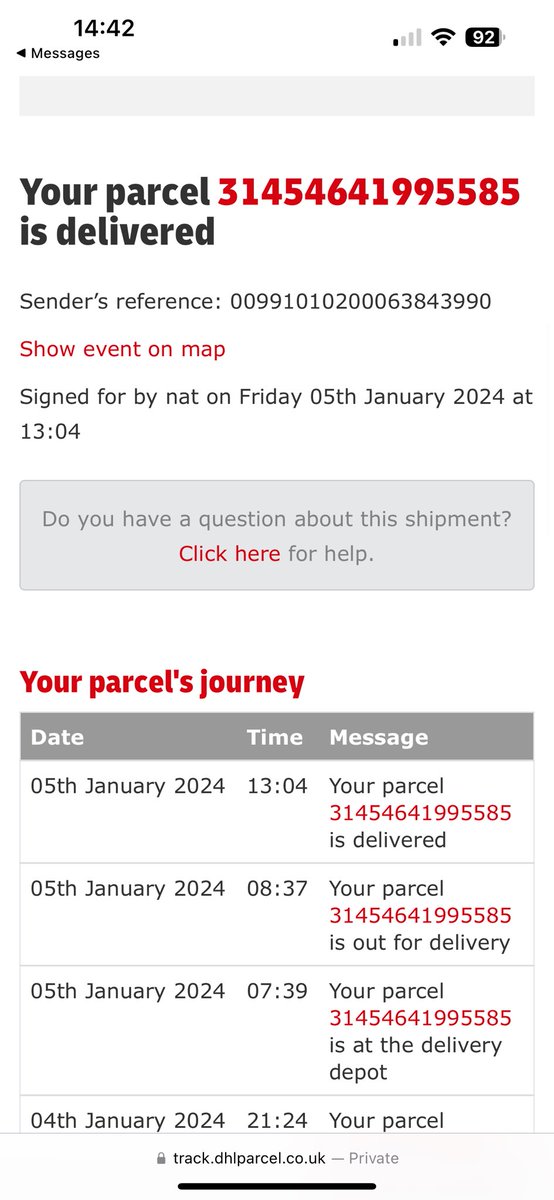 NatMepstead's tweet photo. @DHLParcelUK My parcel is saying delivered and signed for by me! I wasn’t home but my partner was. The picture on the tracking is not of my house and my doorbell camera has not seen anyone at the time of the delivery. Where’s my parcel? https://t.co/UhQJyzheDh