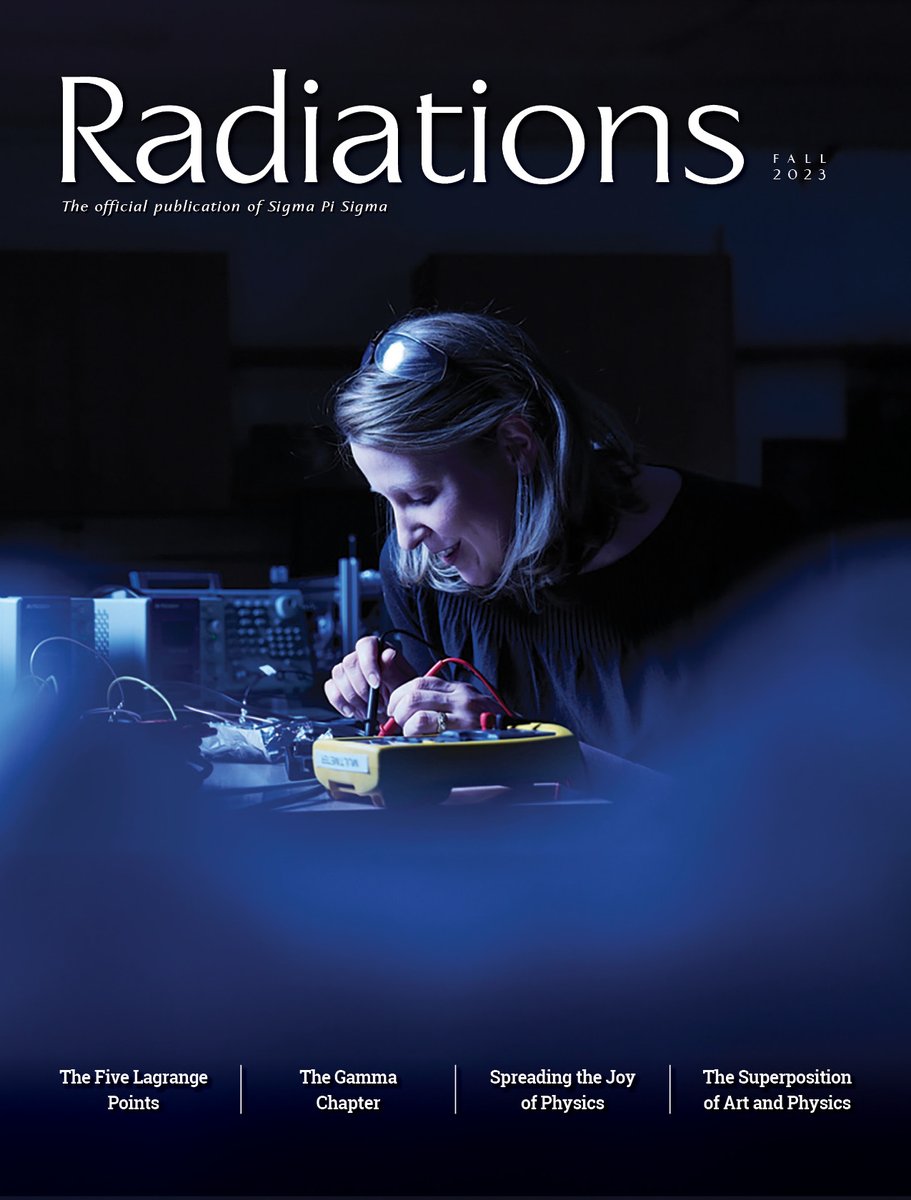 SPSNational's tweet image. The Fall 2023 issue of @SigmaPiSigma Radiations is now available to read online!

Penn State celebrates 98 years, @ReneeHortonPhD shares outreach tips in a Q&amp;amp;A, and we introduce the new Assistant Director of Sigma Pi Sigma, Müge Karagöz! Check it out: sigmapisigma.org/sigmapisigma/r…