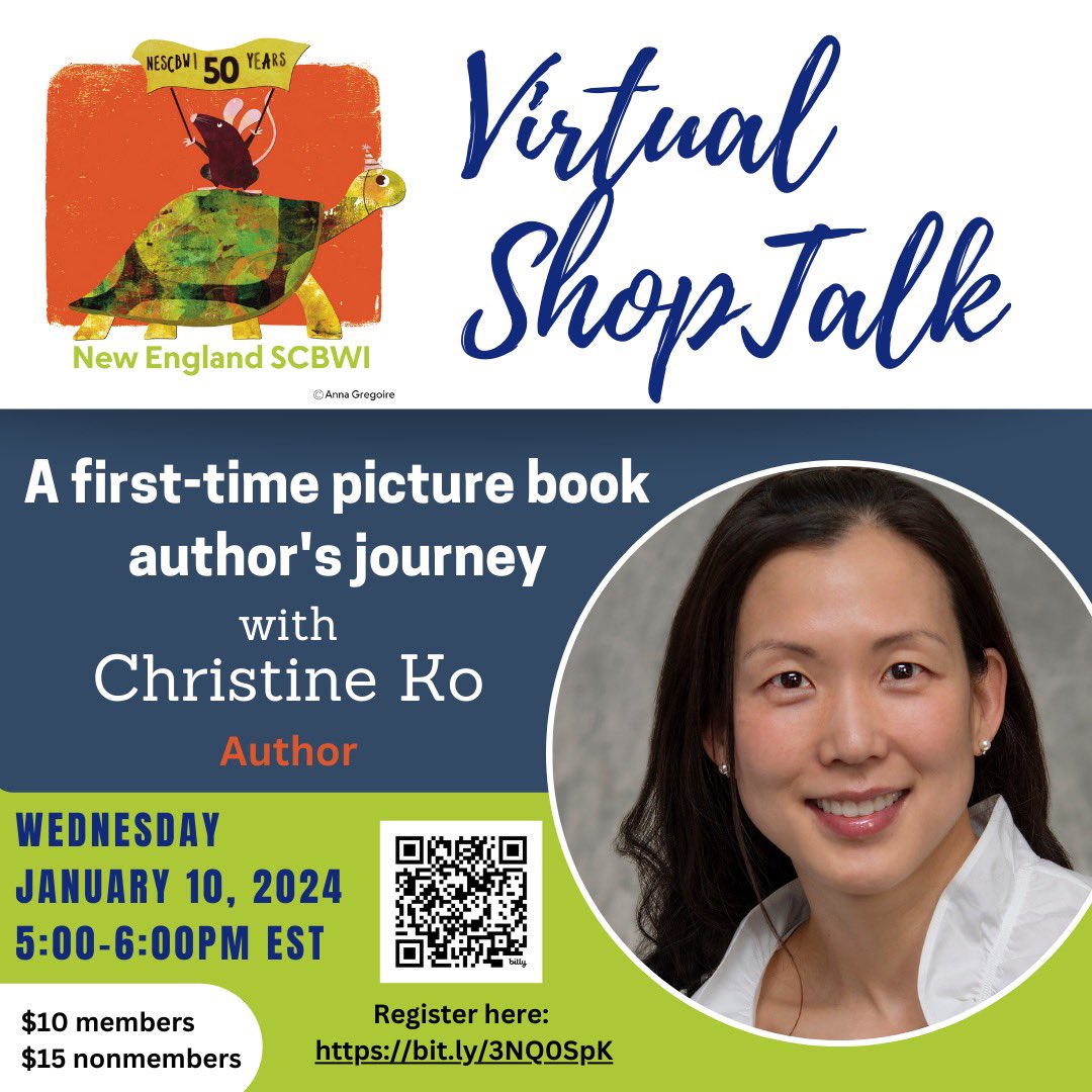 Starting a new year by talking about being a new author! Join us Wednesday, January 10th for our first Virtual ShopTalk of 2024: A first-time picture book author’s journey with Christine Ko. Register here: scbwi.org/events/a-first…