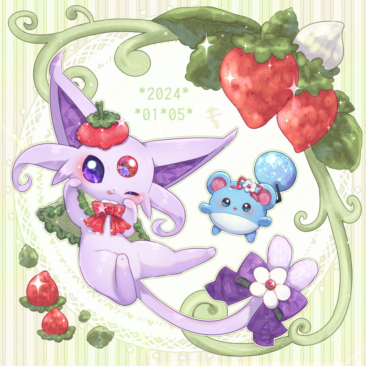 Kisara15unOF's tweet photo. 本日1月5日(金)
🎂誕生日でした🎂
誕生日特別イラストを
🍓投稿いたします🍓
#いちごの日 #birthday #誕生日
#イチゴの日 #エーフィ #espeon #マリル #Merill https://t.co/9yVtGOfHZ1