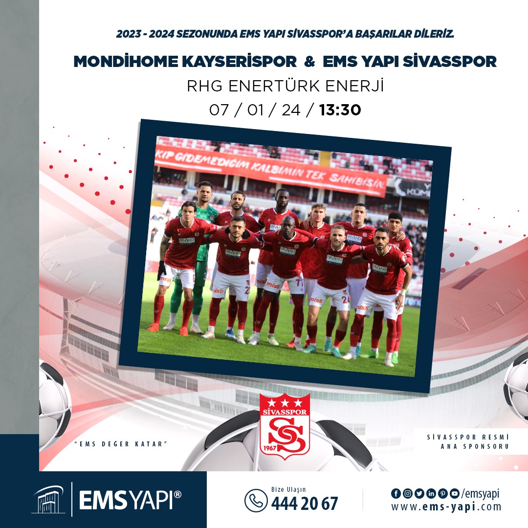 EMSYAPI's tweet image. EMS Yapı Sivasspor ⚽️ Mondihome Kayserispor 

🏟️Ems Yapı Sivassporumuza başarılar dileriz.

Bu heyecanı kaçırmayın!

#emsyapisivasspor #sivasspor #heyecanzirvede #mondihomekayserispor
