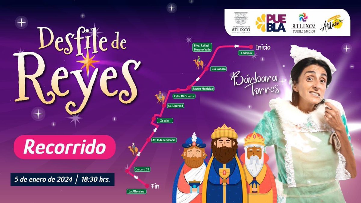 AriadnaAyala's tweet photo. ¡Qué gran noticia! En el Desfile de Reyes 👑, estará la gran actriz @BarbaraTorresMx , recordada por su personaje de Excelsa de La Familia P. Luche. Nos vemos a las 18:30 horas para poder saludar a Melchor, Gaspar y Baltasar. https://t.co/dIFDo4KFKc