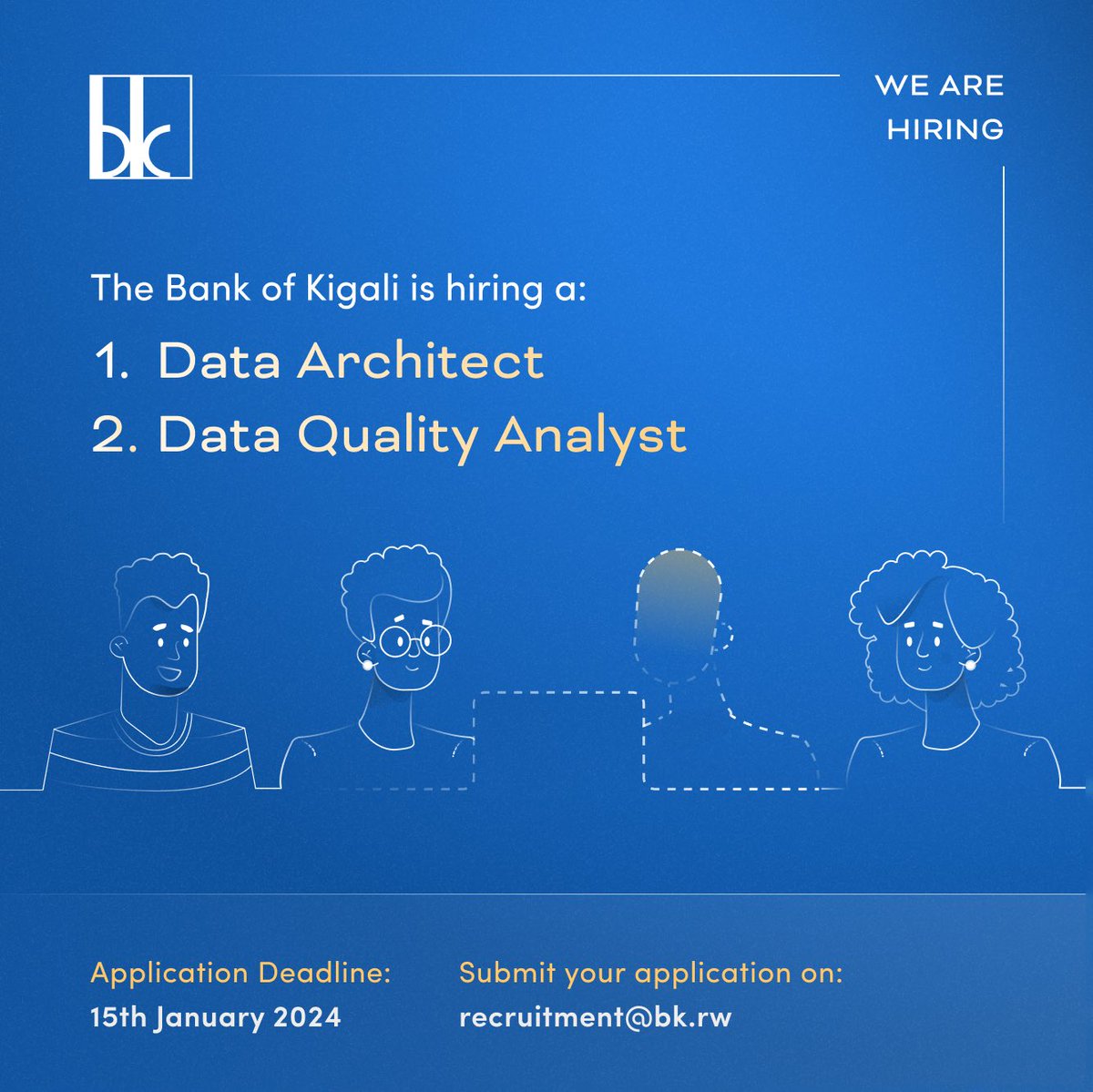BankofKigali's tweet image. Are you passionate about data and looking for a rewarding career in the banking sector? If yes, then Bank of Kigali has an exciting opportunity for you! We are hiring a Data Architect and a Data Quality Analyst to join our Data Management Department. #WorkingAtBK 

Apply now!…