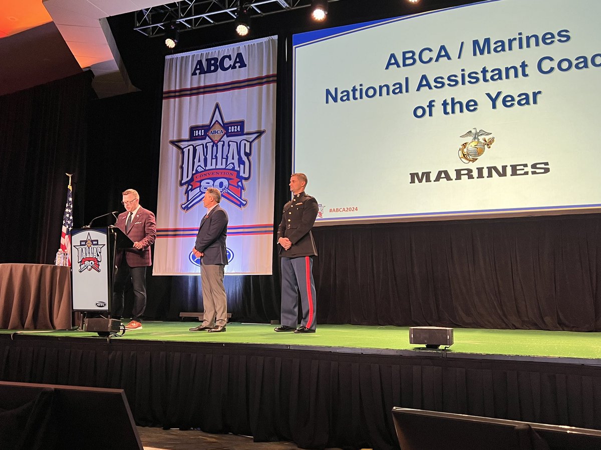 ABCA1945's tweet photo. Proud to honor the ABCA/ATEC National Coaches of the Year, ABCA/Marines Assistant Coaches of the Year, newest ABCA Lifetime Members, plus the Ethics, Youth Service &amp; Travel Service Award recipients! https://t.co/CbCUfO6Gik