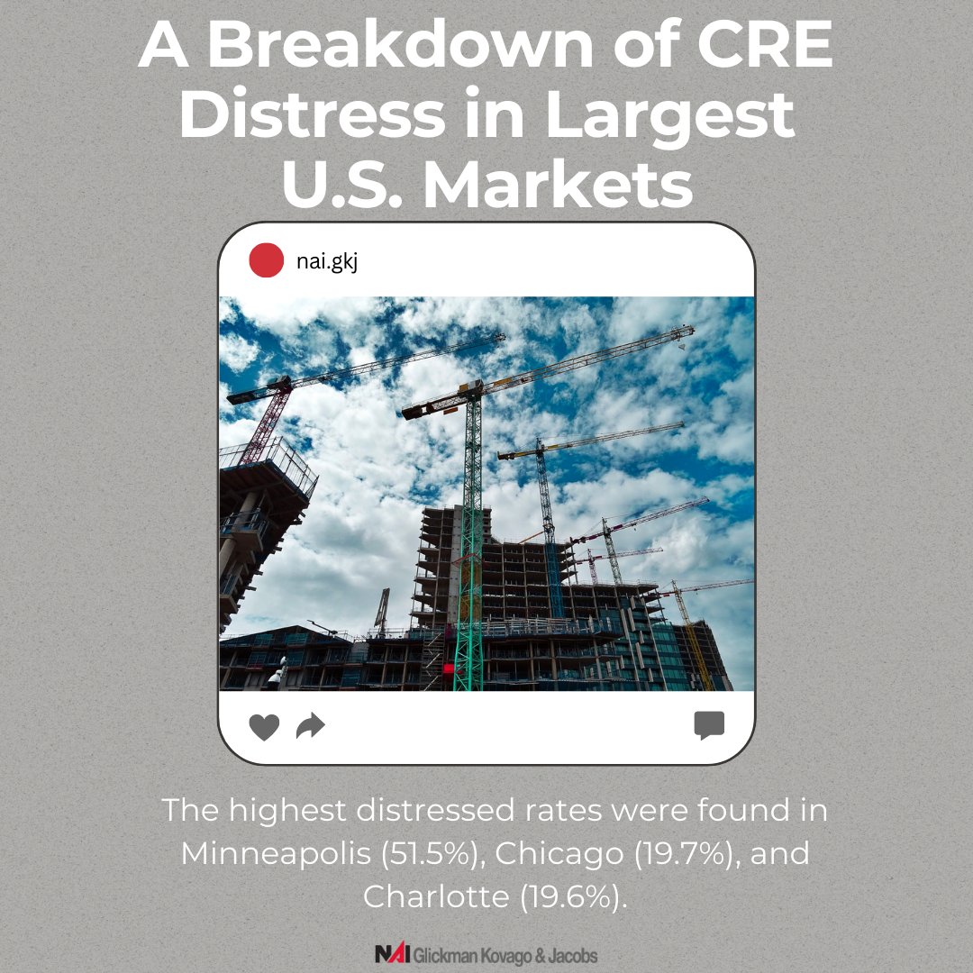 NAI_GKJ's tweet image. The commercial real estate market in the United States is showing signs of distress. A recent analysis found that the average distressed rate for CRE loans in the 50 largest MSAs is 8.8 percent. 

To find out more: hubs.la/Q02bPx6C0

#CRE #CRENews #CRELoans #Brokers